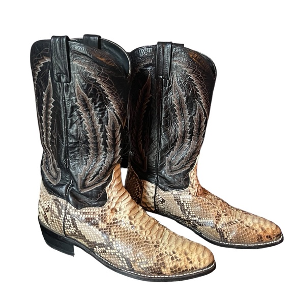 Dan Post Men's Omaha #DPP3036 Snakeskin Black Leather Cowboy Boots SZ 12 Western - Picture 1 of 11